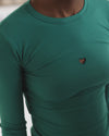 BASERANGE Spring/Summer 2025 Collection: French Organic Cotton Long-Sleeve T-Shirt with Cut-Out Heart Design (BAS-TTHLS-CR-AU25-MIRA GREEN) (TOHLS TTHLS)